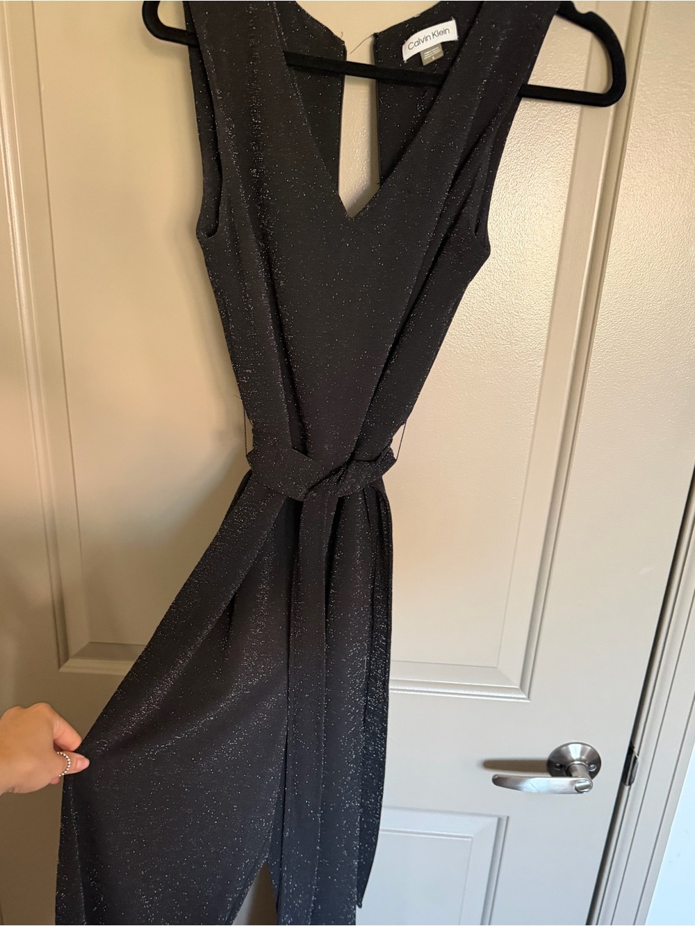 Calvin Klein Metallic Sparkle Wide-Leg Jumpsuit - worn once